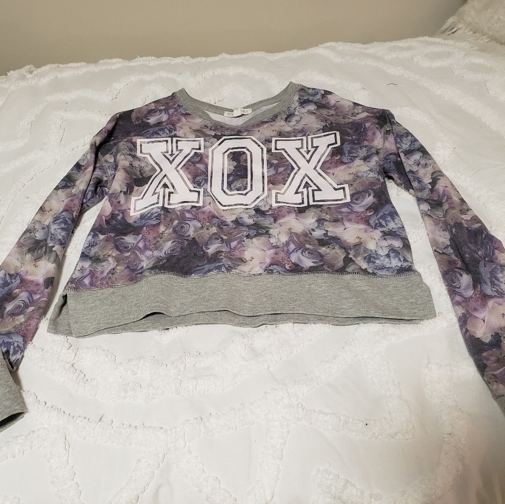 Crop flower sweat shirt top